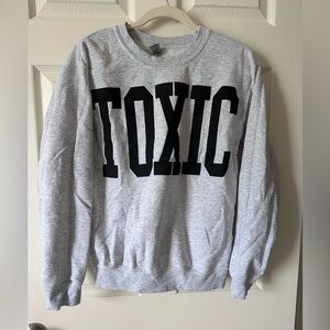 Gray Crewneck Sweatshirt with Black Print
